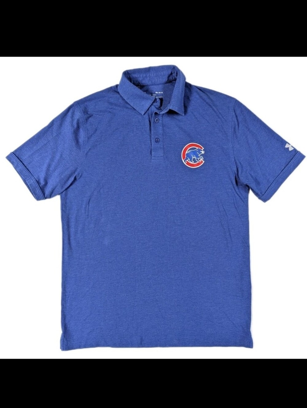 Under Armour Chicago Cubs Polo Shirt Mens Medium Blue HeatGear MLB Baseball